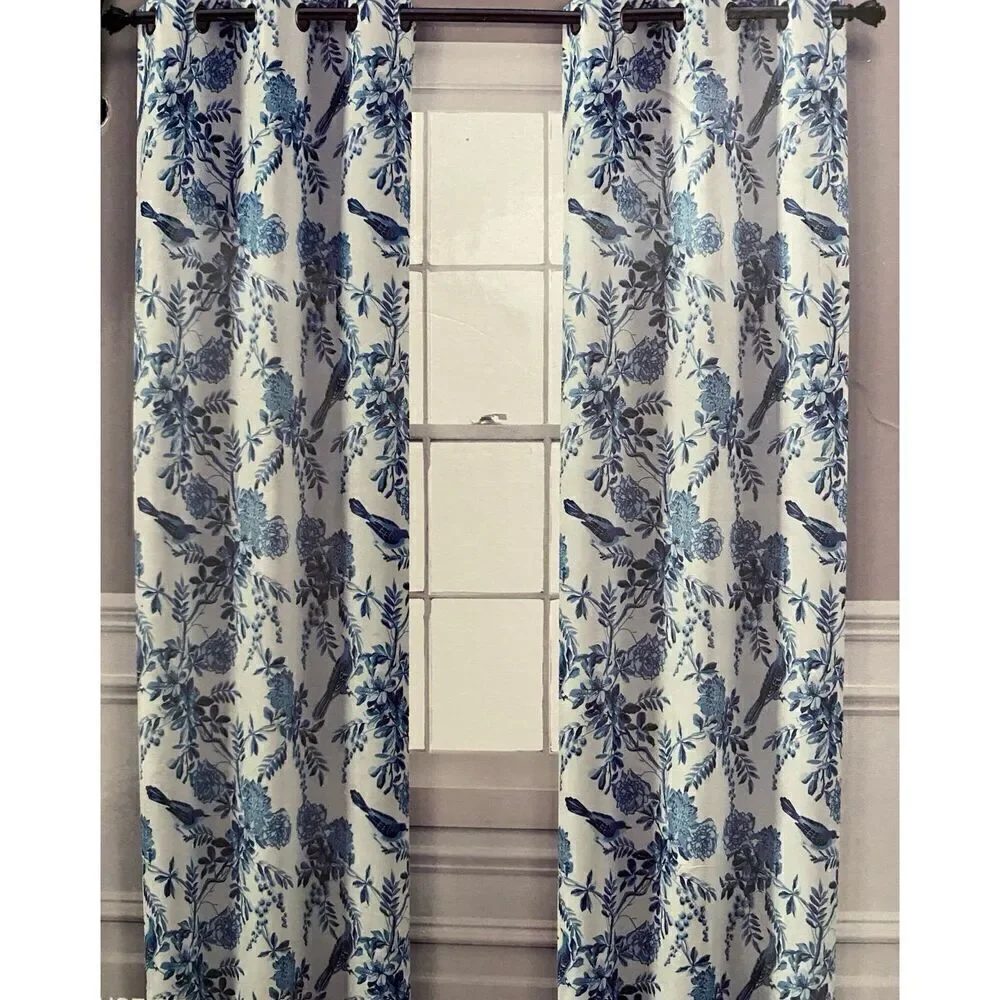 Lush Decor 2 panels Farmhouse Bird and Floral Blackout Curtain Grommet Set
